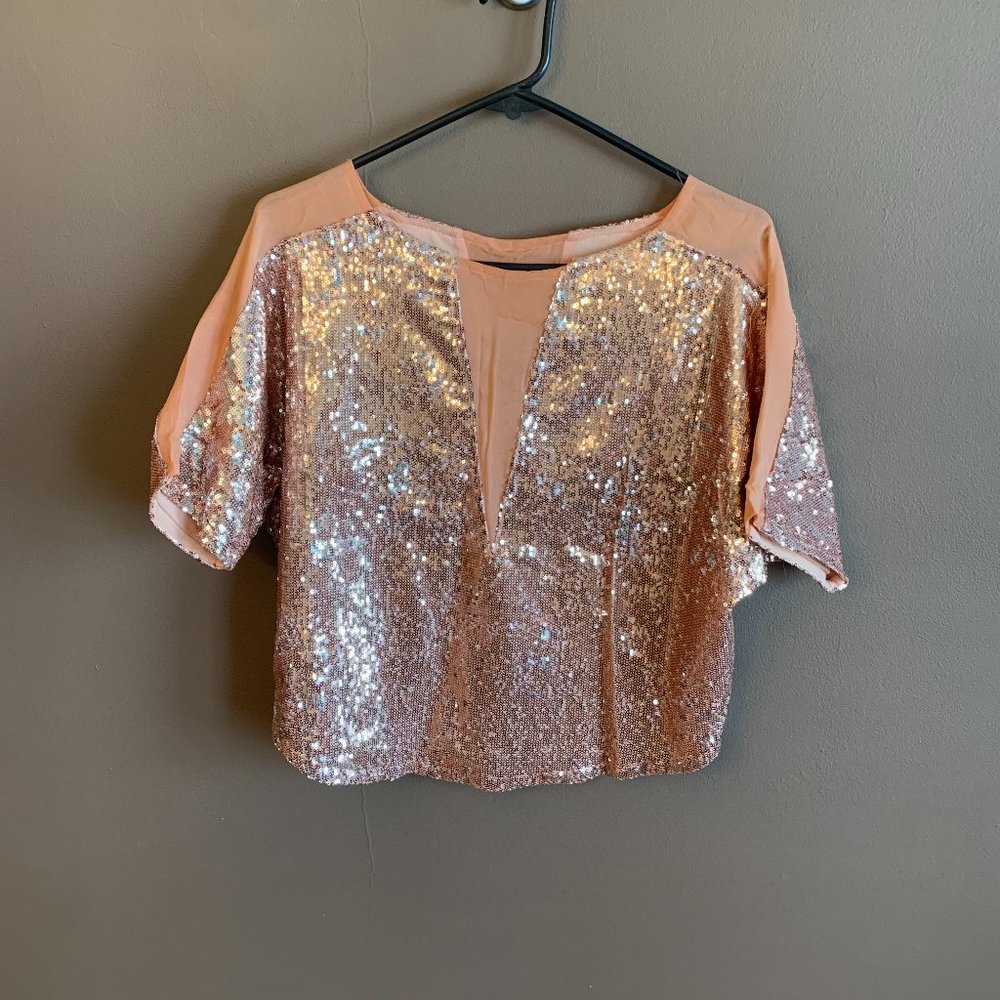 Pink Sequin Top- Size M